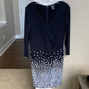 Ann Taylor Navy and White Clover Dress